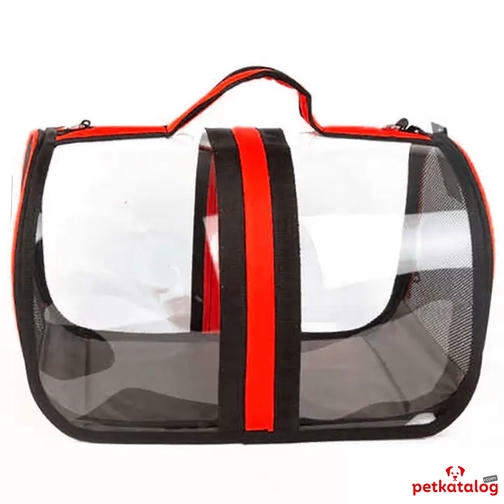 Luckypaw Flybag Kedi Köpek Şeffaf Taşıma Çantası 44x28x28cm (Kırmızı)