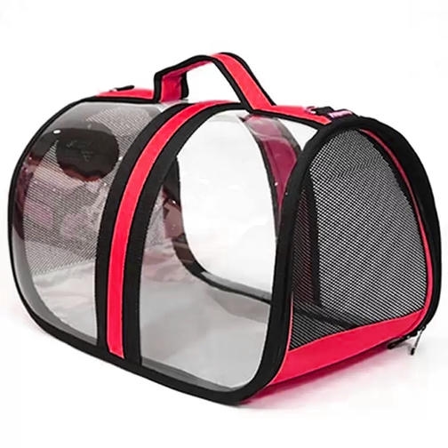 Luckypaw Flybag Kedi Köpek Şeffaf Taşıma Çantası 44x28x28cm (Kırmızı)