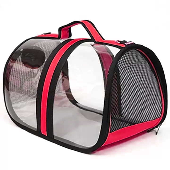 Luckypaw Flybag Kedi Köpek Şeffaf Taşıma Çantası 44x28x28cm (Kırmızı)