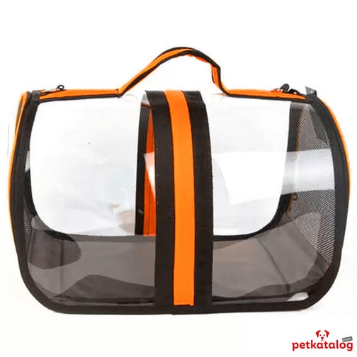 Luckypaw Flybag Kedi Köpek Şeffaf Taşıma Çantası 44x28x28cm (Turuncu)