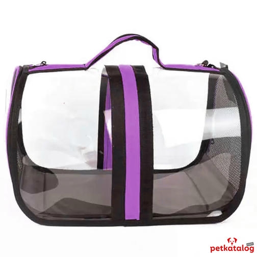 Luckypaw Flybag Kedi Köpek Şeffaf Taşıma Çantası 44x28x28cm (Lila)