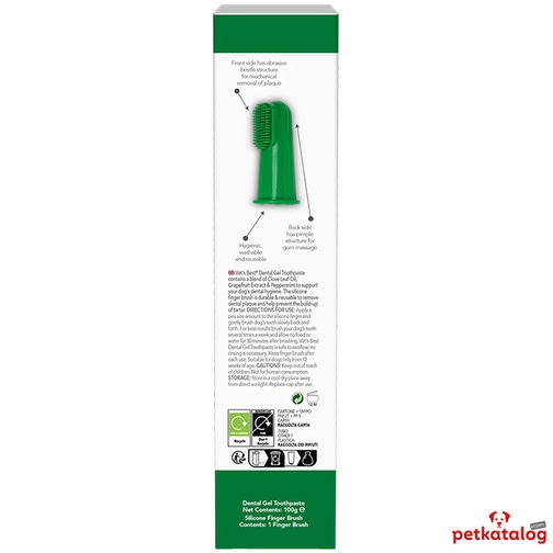 Vet's Best Aloe Vera ve Nane Özlü Köpek Diş Macunu 100 gr+ Silikon Parmak Diş Fırçası Hediye