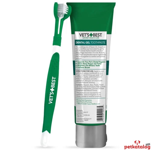 Vet's Best Aloe Vera ve Nane Özlü Köpek Diş Macunu 100 gr+ Diş Fırçası Hediye