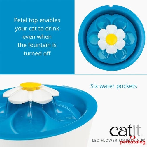 Catit 2.0 Çiçek Şekilli Led Işıklı Otomatik Su Kabı 3 Lt