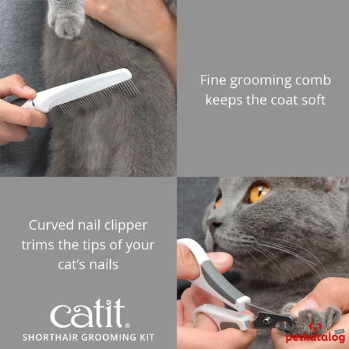 CatIt! Shorthair Grooming - Kısa Tüylü Kedilere Özel Tüy Bakım Seti (Tarak, Makas ve Fırça)