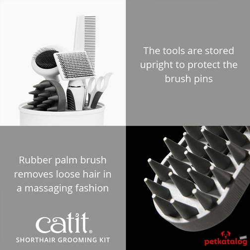 CatIt! Shorthair Grooming - Kısa Tüylü Kedilere Özel Tüy Bakım Seti (Tarak, Makas ve Fırça)