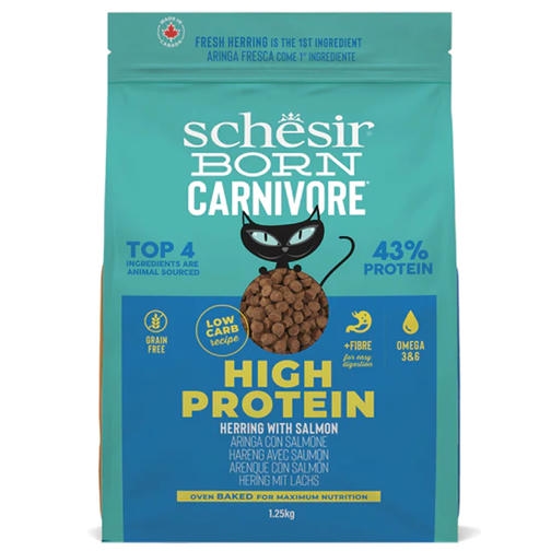 Schesir Born Carnivore (%43 Proteinli) Somonlu ve Ringa Balıklı Tahılsız Kedi Maması 255gr