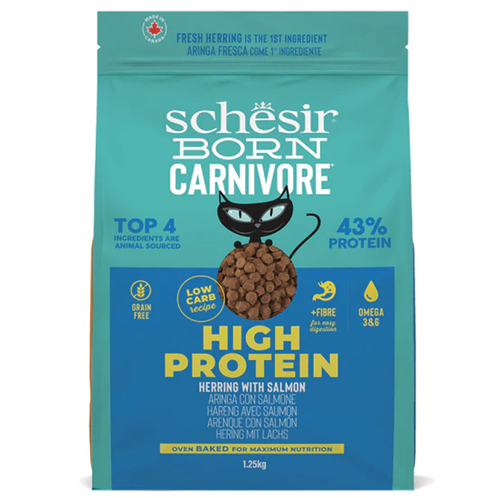 Schesir Born Carnivore (%43 Proteinli) Somonlu ve Ringa Balıklı Tahılsız Kedi Maması 255gr