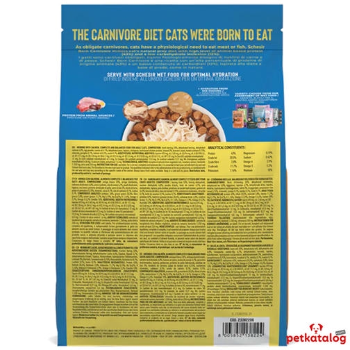 Schesir Born Carnivore (%43 Proteinli) Somonlu ve Ringa Balıklı Tahılsız Kedi Maması 255gr