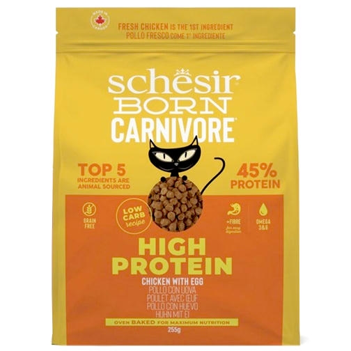 Schesir Born Carnivore (%45 Proteinli) Tavuklu ve Yumurtalı Tahılsız Kedi Maması 255gr