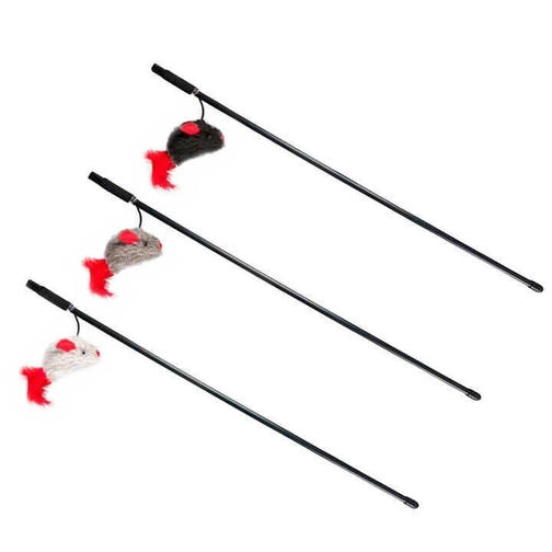 Demirhan Sesli Tüylü Fare Kedi Oltası 45 cm (Karışık Renklerde)