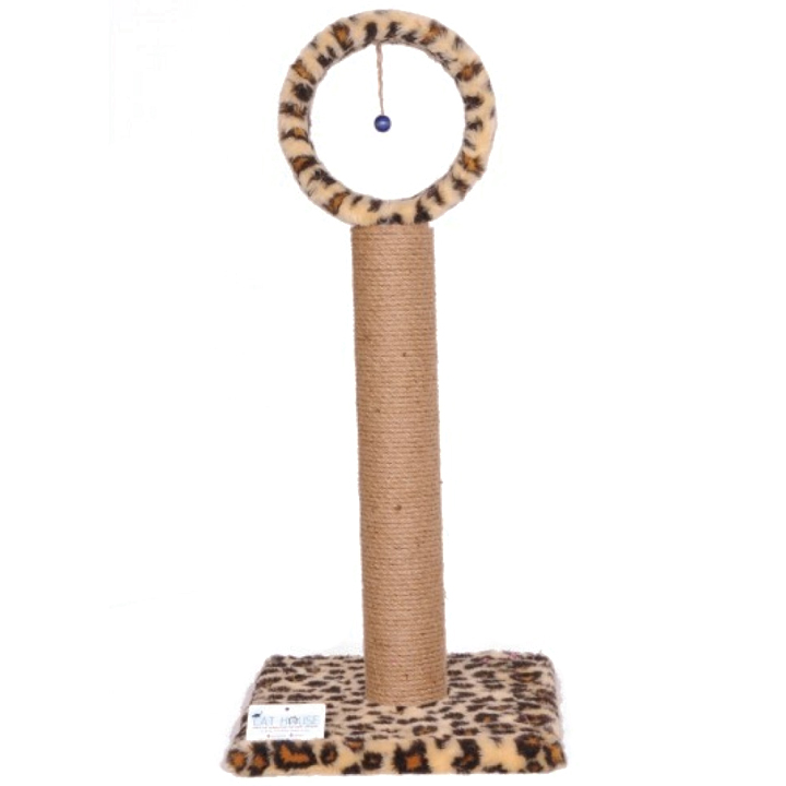 Cathouse Çemberli Oyuncaklı Kedi Tırmalama Tahtası 76 cm (Leopar Desenli)
