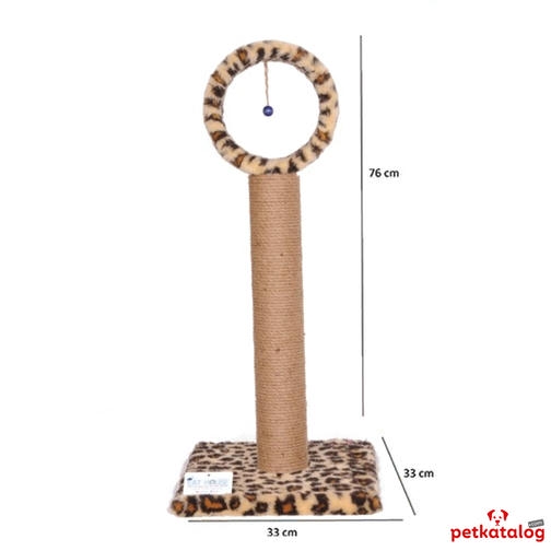 Cathouse Çemberli Oyuncaklı Kedi Tırmalama Tahtası 76 cm (Leopar Desenli)