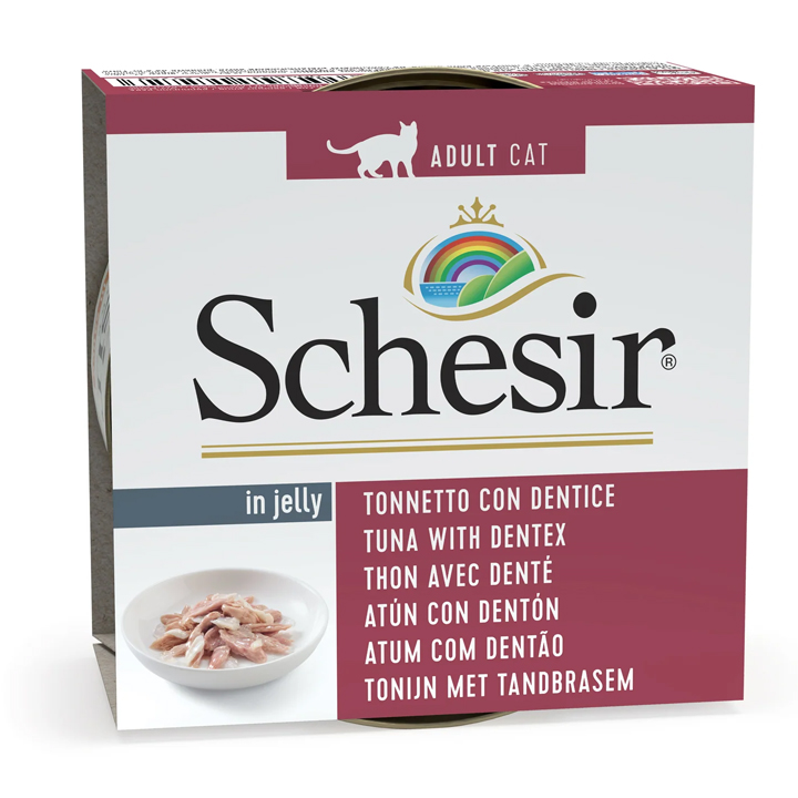 Schesir Jelly - Ton Balıklı ve Sinarit Balıklı Yetişkin Kedi Konservesi 85gr