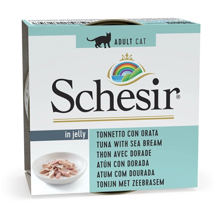 Schesir Jelly - Ton Balıklı ve Çipuralı Yetişkin Kedi Konservesi 85gr