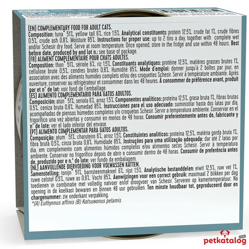 Schesir Jelly - Ton Balıklı ve Sarı Kuyruk Balıklı Yetişkin Kedi Konservesi 85gr