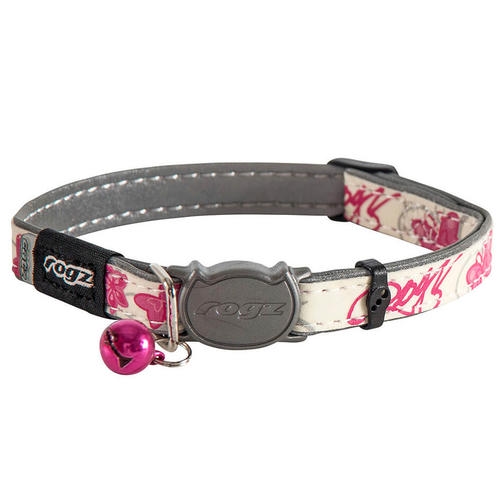 Rogz GlowCat Kelebek Desenli Reflektörlü ve Emniyet Kilitli Kedi Boyun Tasması (Pembe)