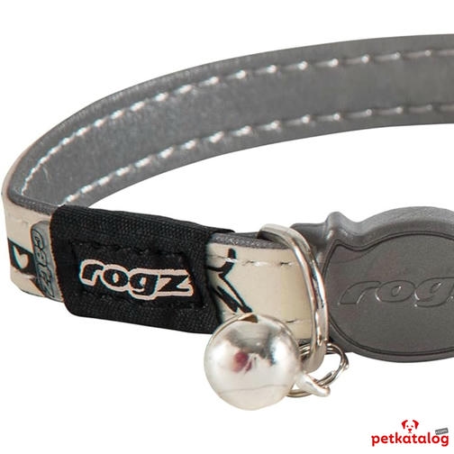 Rogz GlowCat قلاده گربه طرح دار گربه مشکی با بازتابنده و قفل ایمنی (سیاه-سفید)