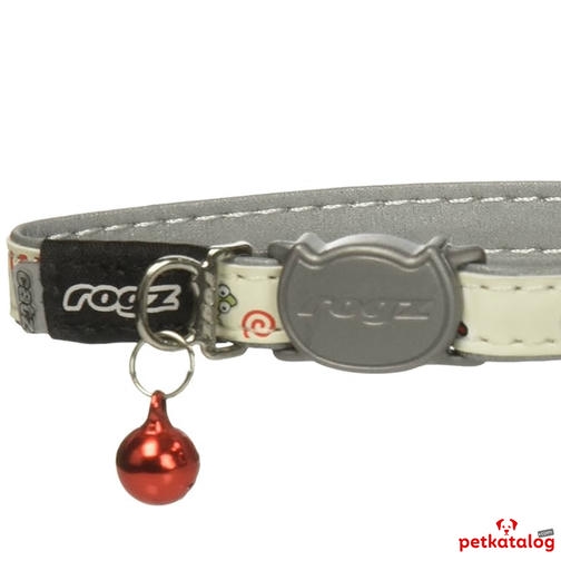Rogz GlowCat Gecko قلاده گردنی طرح‌دار و بازتابنده نور برای گربه با قفل ایمنی