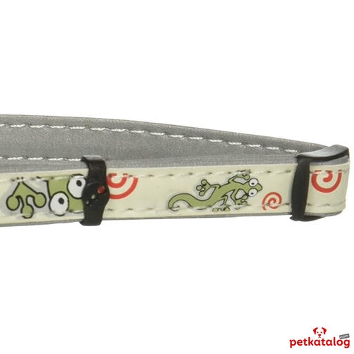 Rogz GlowCat Gecko قلاده گردنی طرح‌دار و بازتابنده نور برای گربه با قفل ایمنی