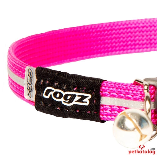 Rogz Reflektör Şeritli Kademeli Emniyet Kilitli Kedi Boyun Tasması (Pembe)