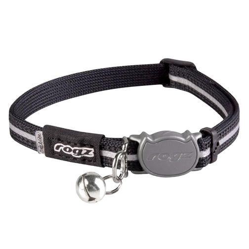 Rogz Reflektör Şeritli Kademeli Emniyet Kilitli Kedi Boyun Tasması (Siyah)