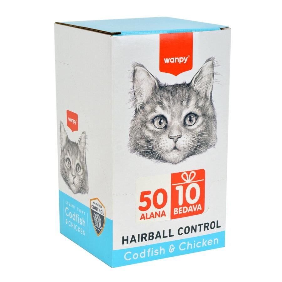 Wanpy Morina Balığı-Tavuk Kedi Ödülü 60X14 Gr ( Hairball Control ) 60'lı Kutu