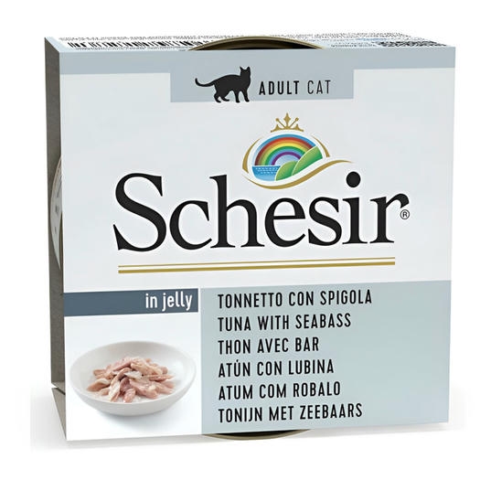Schesir Jelly - Ton Balıklı ve Levrekli Yetişkin Kedi Konservesi 85gr