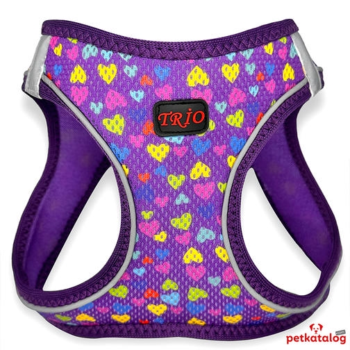 Luckypaw Air Mesh Harness قلب های قلاده کتفی گربه و سگ طرح دار (2-4kg) [2XSmall]