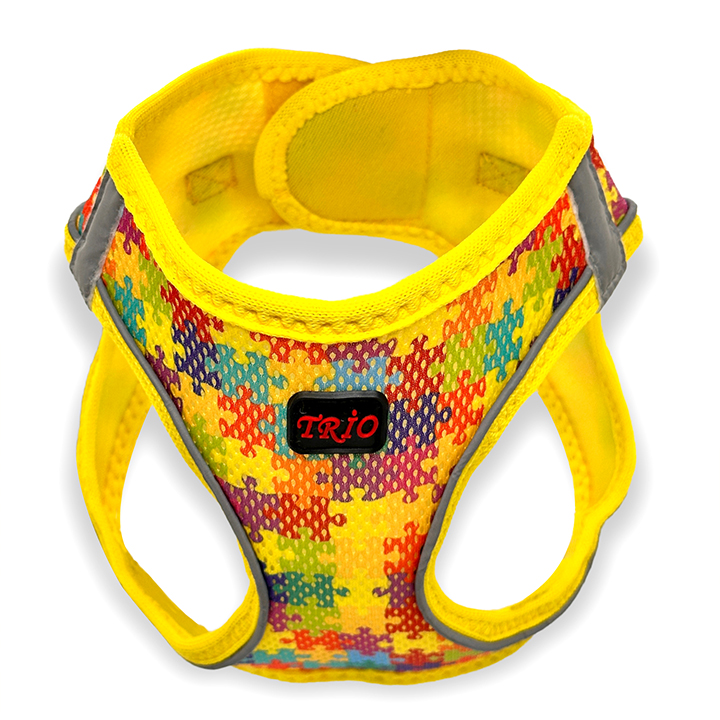 Luckypaw Air Mesh Harness Desenli Kedi-Köpek Göğüs Tasması Puzzle (2-4kg) [2XSmall]