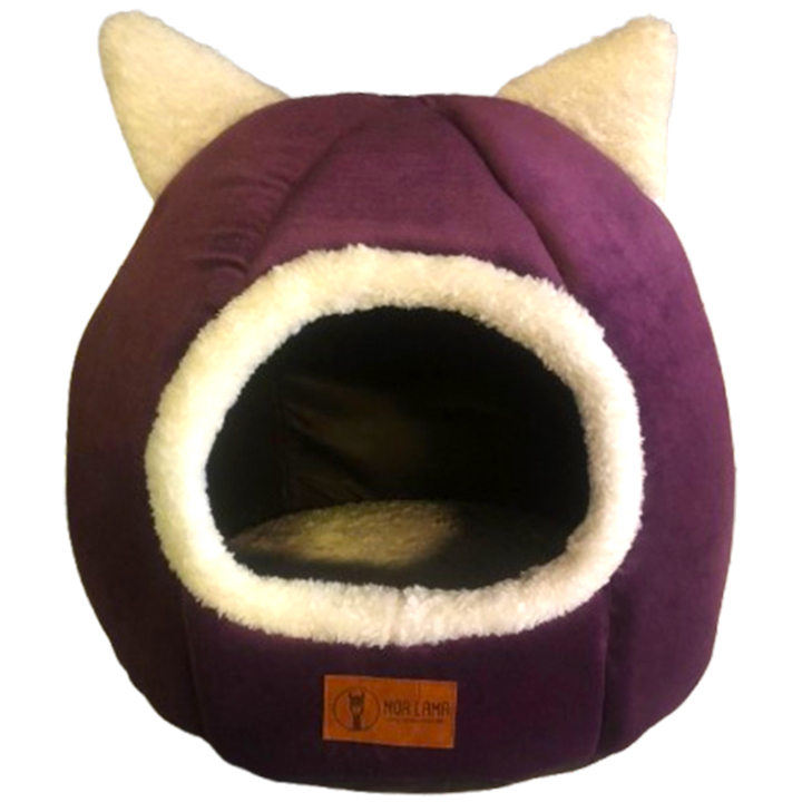 Mor Lama Kulaklı Kapalı Kedi ve Köpek Yatağı (Mor)