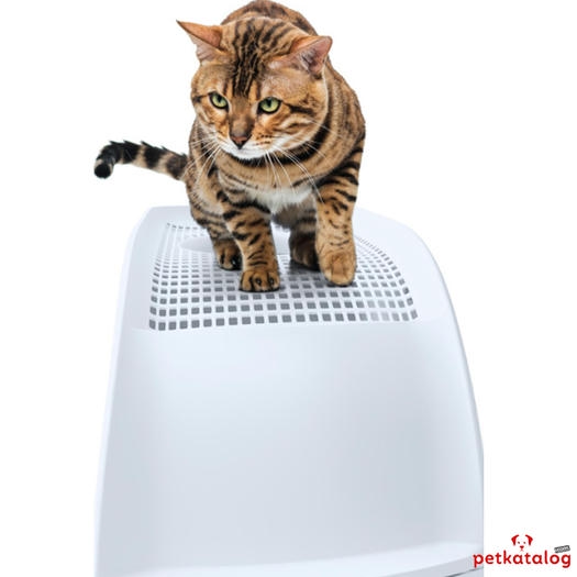 Imac Frida Üstten Girişli, Elekli ve Çekmeceli Kedi Tuvaleti 56x40x43,5cm (Buz Mavisi)