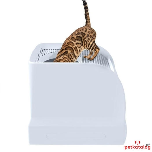 Imac Frida Üstten Girişli, Elekli ve Çekmeceli Kedi Tuvaleti 56x40x43,5cm (Buz Mavisi)