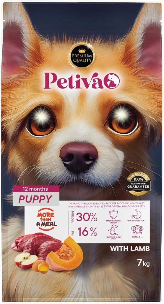 Petiva Yavru Köpekler İçin Kuzu Etli Kuru Köpek Maması 7 Kg