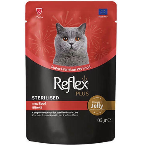 Reflex Plus Sos İçinde Parça Biftek Etli Kısırlaştırılmış Kedi Konservesi 85gr
