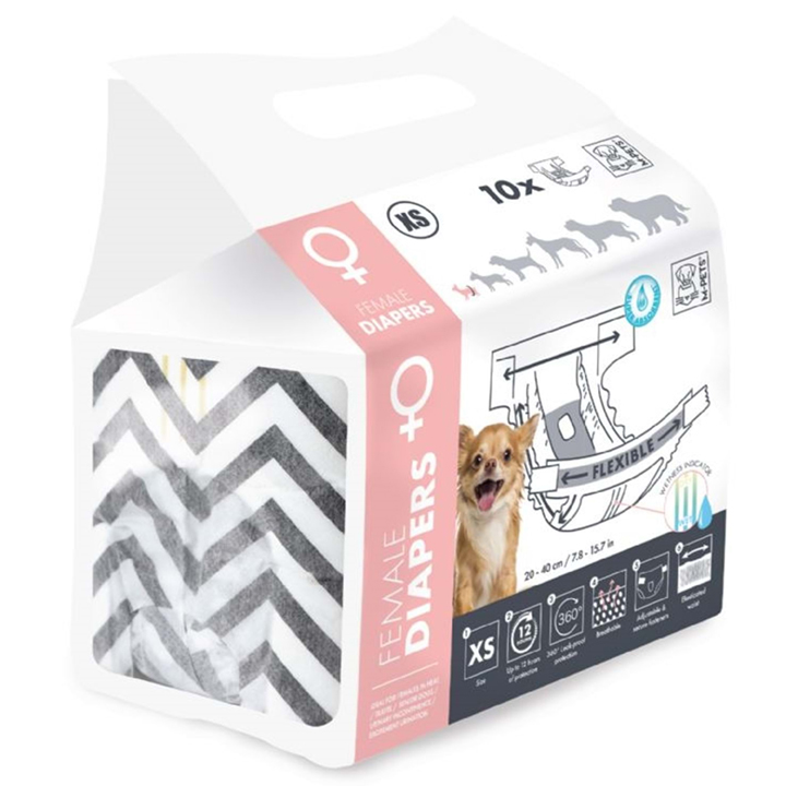 M-Pets Diapers Dişi Köpekler İçin Külot (XS) 10lu