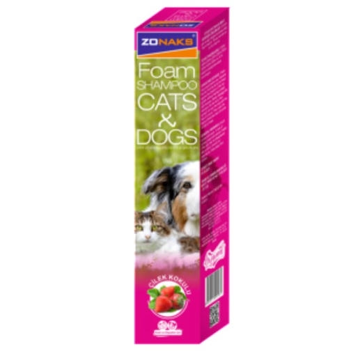 Zonaks Foam Shampoo Kedi ve Köpekler İçin Çilek Kokulu Köpük Şampuan 250ml