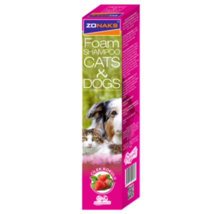 Zonaks Foam Shampoo Kedi ve Köpekler İçin Çilek Kokulu Köpük Şampuan 250ml