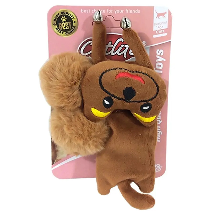 Catlife Tüylü Peluş Tavşan Kedi Oyuncağı (Kahverengi)