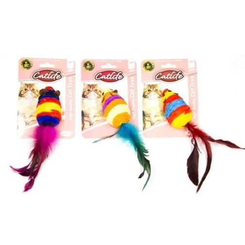 Catlife Fare Şeklinde Peluş Kedi Oyuncağı (Karışık Renklerde)