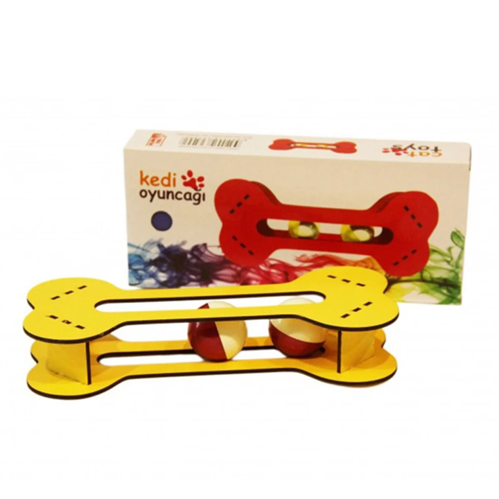 Pet Style İki Toplu Kemik Şeklinde Ahşap Kedi Oyuncağı