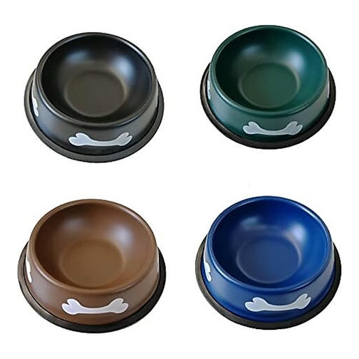 Bemoty Kemik Desenli Çelik Mama ve Su Kabı 15 Cm (Karışık Renk)