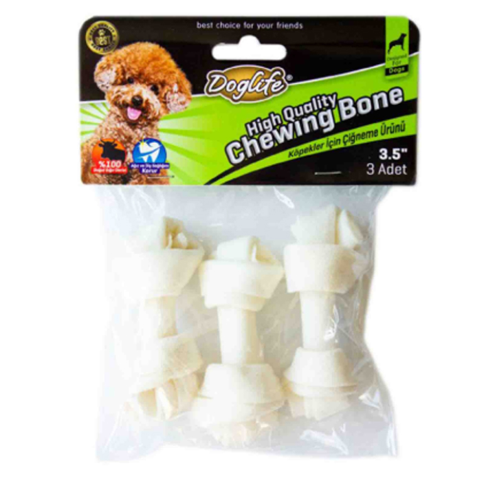 Doglife Düğümlü Köpek Ödül Kemiği Beyaz 18-20gr 3lü