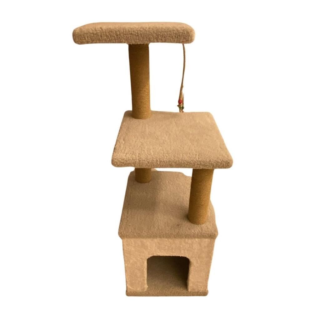 SB Pet Üç Katlı Kedi Evi Açık Kahve