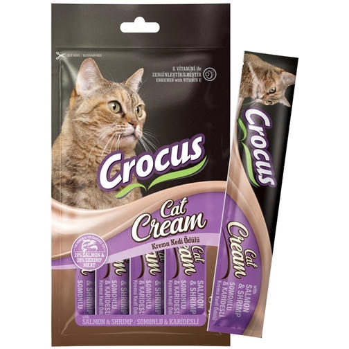Crocus Krema Kedi Ödülü Somonlu ve Karidesli 4x15gr