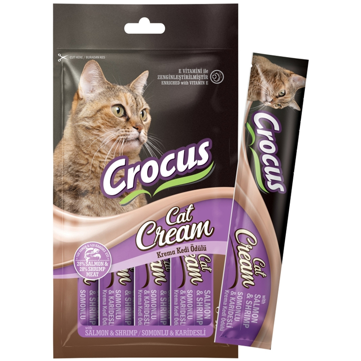 Crocus Krema Kedi Ödülü Somonlu ve Karidesli 4x15gr