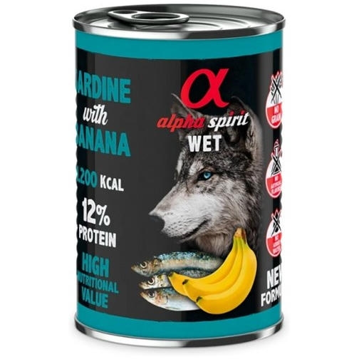 Alpha Spirit Hamsili (93) ve Muzlu Tahılsız Yetişkin Köpek Konservesi 400 gr