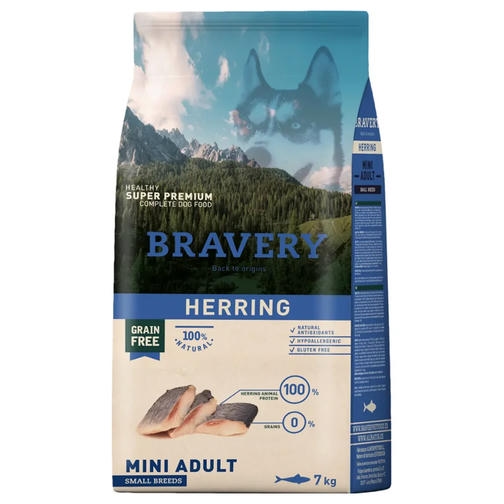 Bravery ADULT Hypo-Allergenic Ringa Balıklı Monoprotein Tahılsız Küçük Irk Köpek Maması 7KG