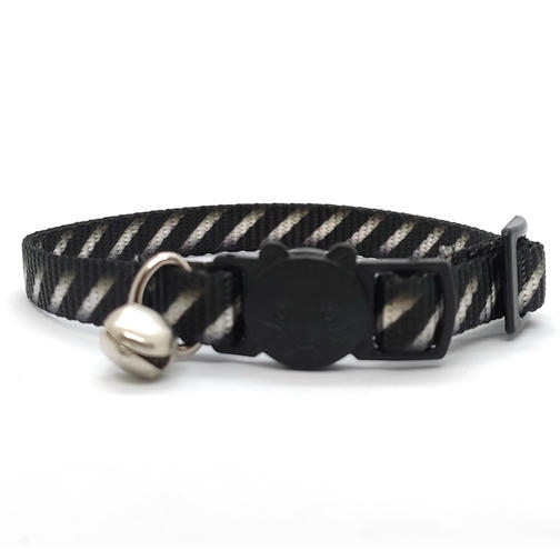 LuckyPaw Çıngıraklı Kedi Boyun Tasması 1x30cm (Siyah-Beyaz)