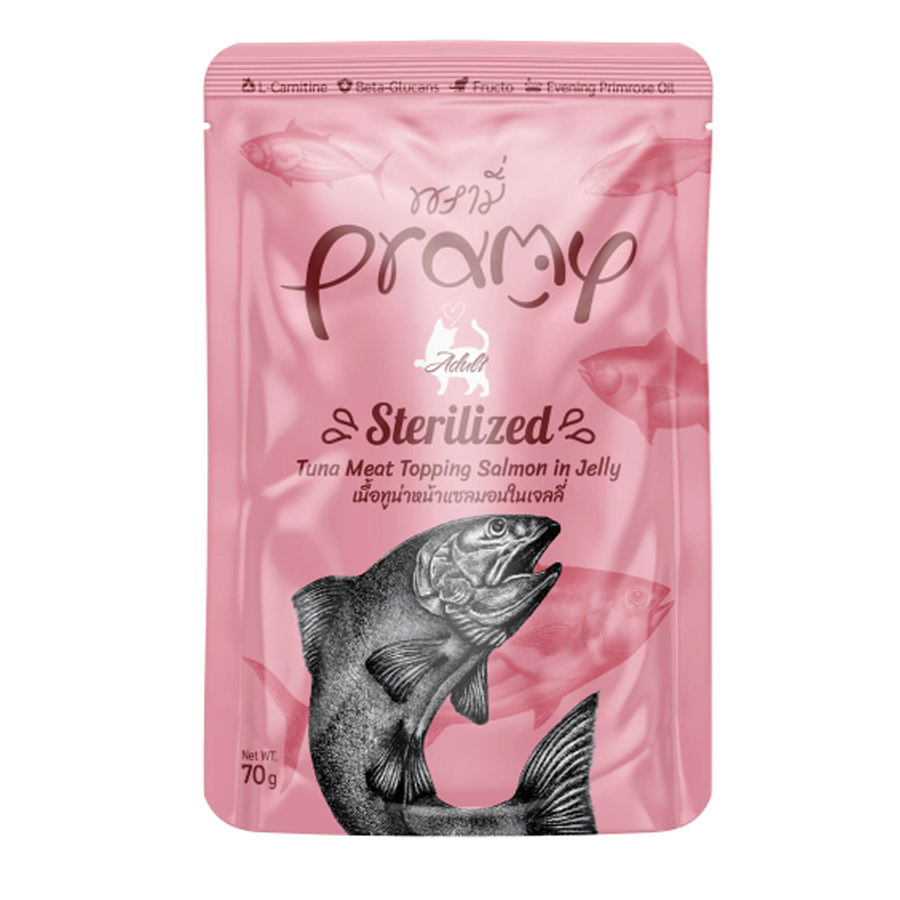 Pramy Jöle İçinde Somonlu ve Ton Balıklı Kısırlaştırılmış Kedi Konservesi 70gr